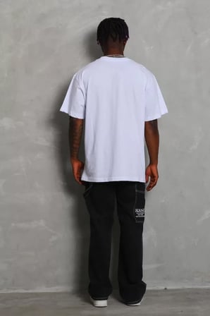 MYTHRIVA  Unisex Oversize Düz Bisiklet Yaka T-Shirt - Beyaz