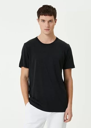 MYTHRIVA  Unisex Basic Bisiklet Yaka Regular T-Shirt - Siyah