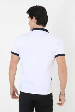 MYTHRIVA  Erkek Yakalı Slim Fit Baskılı T-Shirt - Beyaz