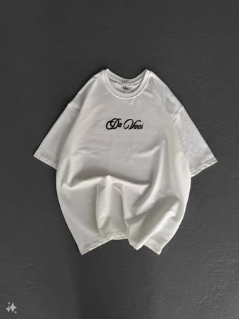 MYTHRIVA  Unisex Baskılı Oversize T-Shirt - Beyaz