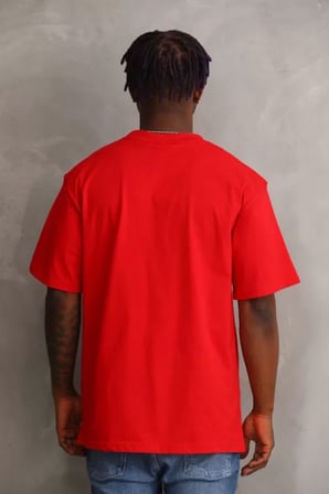 MYTHRIVA  Unisex Baskılı Oversize T-Shirt - Kırmızı