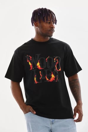 MYTHRIVA  Unisex Baskılı Oversize T-Shirt - Siyah