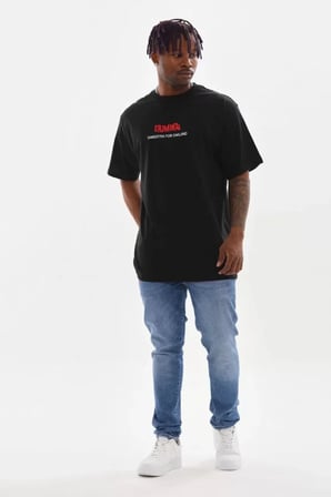 MYTHRIVA  Unisex Baskılı Oversize T-Shirt - Siyah