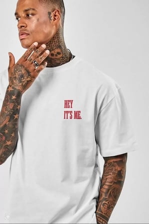 MYTHRIVA  Unisex Baskılı Oversize T-Shirt - Beyaz