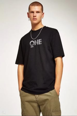 MYTHRIVA  Unisex Baskılı Oversize T-Shirt - Siyah