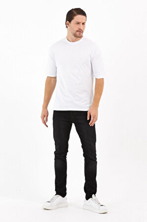 Unisex Pamuklu Turuncu Bisiklet Yaka Oversize T-shirt