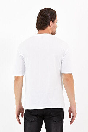 Unisex Pamuklu Turuncu Bisiklet Yaka Oversize T-shirt