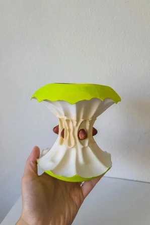 Dekoratif Elma Koçanı Tasarım Vazo - El Boyaması Kuru Çiçek Vazosu - Bioplastik