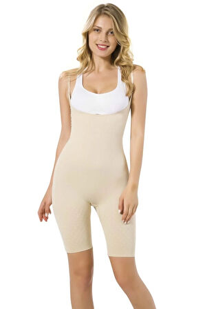 Kadın Ten Seamless Göğsü Açık Boxer Boy Korse