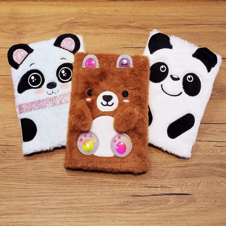 Özel Üretim Hayvan Figürlü Renkli Sayfa Panda Tasarımlı Peluş Defter
