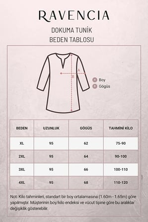 Kadın Yarım Halka Desenli Bisiklet Yaka Bağcıklı Dokuma Viskon Tunik