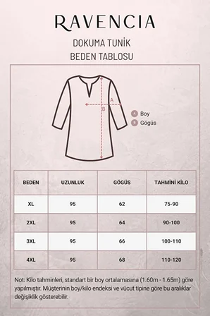 Kadın Damla Desenli Bisiklet Yaka Bağcıklı Dokuma Viskon Tunik