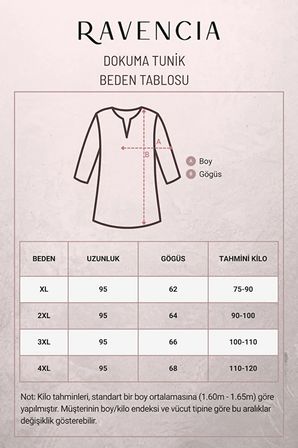 Kadın Damla Desenli Bisiklet Yaka Bağcıklı Dokuma Viskon Tunik