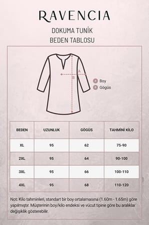 Kadın Çizgi Desenli Bisiklet Yaka Bağcıklı Dokuma Viskon Tunik