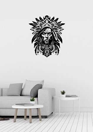 Deadman Kızılderili Adam Figürlü Siyah Metal Tablo