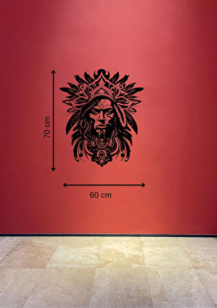 Deadman Kızılderili Adam Figürlü Siyah Metal Tablo