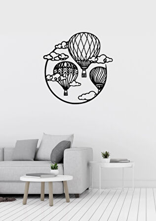 Uçan Balonlar Figürlü Metal Duvar Süsü