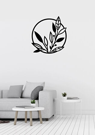 Yaprak Desenli Yuvarlak Dekoratif Metal Duvar Süsü