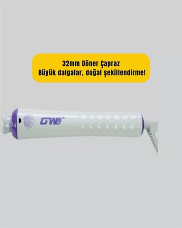GW 32mm Döner Başlıklı Saç Kıvırma Makinesi – Her An Her Yerde Profesyonel 