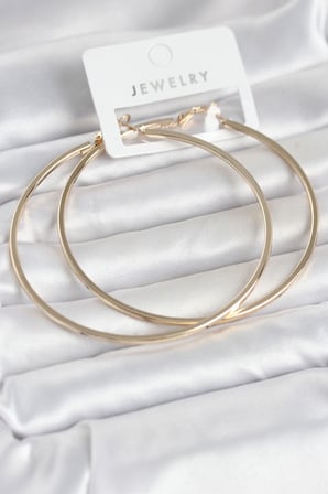 Gold Renk Pirinç Köşeli Kenar Halka 72 mm Kadın Küpe 5886