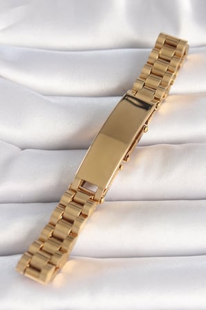 316L Çelik Gold Renk Zincir Künye Model Erkek Bileklik 5886