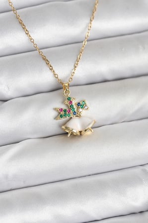 316L Çelik Zincir Gold Renk Chirtsmas Bell Model Yılbaşı Temalı Kadın Kolye 58
