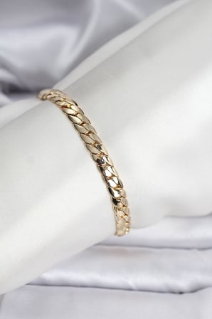 14K Gold Renk Kaplama Ezme Zincir Model Kadın Bileklik 5886