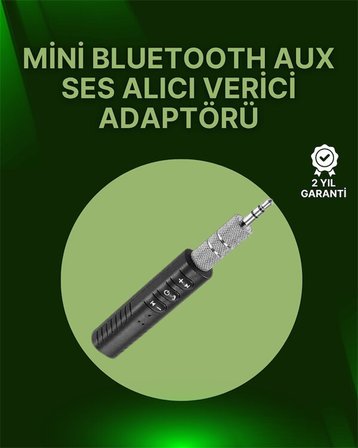 Bluetooth 4.1 Ses Alıcısı | 3.5mm Girişli Hoparlör & Kulaklıklar İçin Kablos