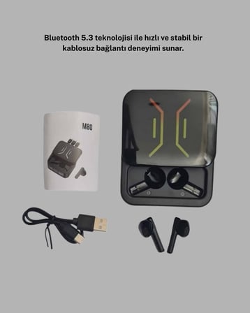 Powerbank’lı Bluetooth 5.3 Kulaklık – Kablolu/Kablosuz Kullanım Dokunmatik ve