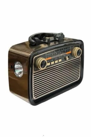 Nostalji Radyo Bluetooth Hoparlör USB-SD Kart Giriş Led Fener Işıklı Bataryalı
