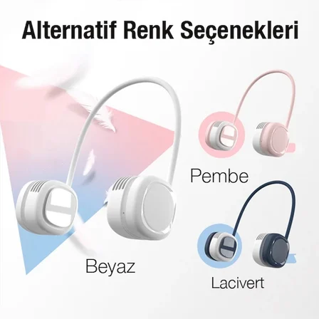 G02 Boyun Askılıklı Mini Fan Taşınabilir Şarjlı Soğutucu Boyun Fanı-(5775)