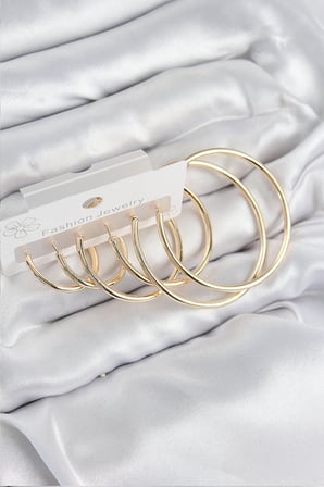 Pirinç Halka Model Gold Renk Kadın Set Küpe 5886