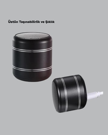 Kompakt Silindir Metal Bluetooth Hoparlör 400 mAh Uzun Pil TWS Destekli