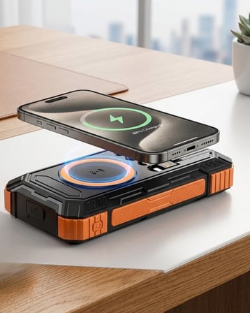 20000 mAh Powerbank Güneş Enerjili Kablosuz Şarj Hızlı Şarj Taşınabilir Bata