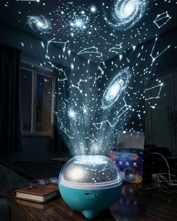 Bluetooth Hoparlörlü Yıldız Projeksiyon Gece Lambası Uzaktan Kumandalı ve Dön