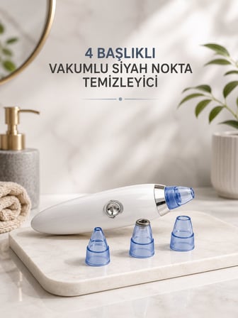 Yeni Nesil Vakumlu Pilli Siyah Nokta ve Yüz Temizleme Cihazı 4 Başlıklı