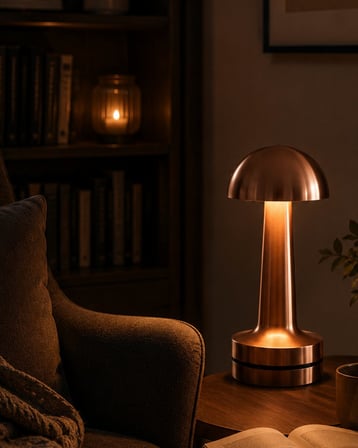 Dokunmatik Mantar Gece Lambası Bronz LED Masa Aydınlatması