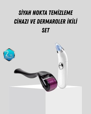 Dermaroller ve Vakumlu Siyah Nokta Temizleme Cihazı 2’li Cilt Bakım Seti