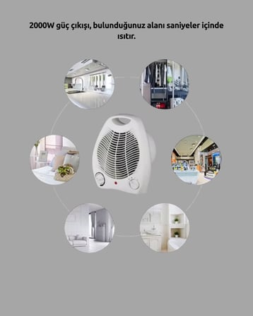 2000W Taşınabilir Elektrikli Fanlı Isıtıcı – Hızlı Isınma Kompakt Boy