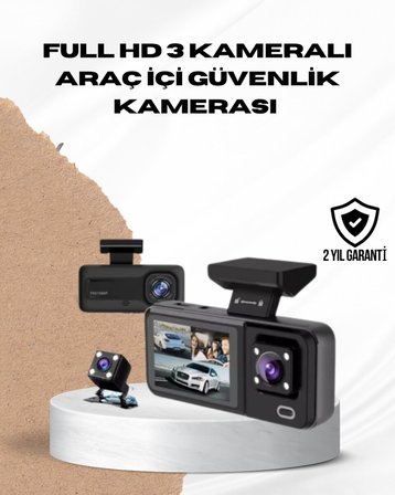 Wi-Fi Bağlantılı Full HD Araç Kamera Seti 3 Kameralı Park Koruma ve Döngü Kay