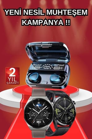 İkili Set Akıllı Saat Ve Bluetooth Kulaklık Kablosuz Uzun Pil Ömrü Spor Modlar