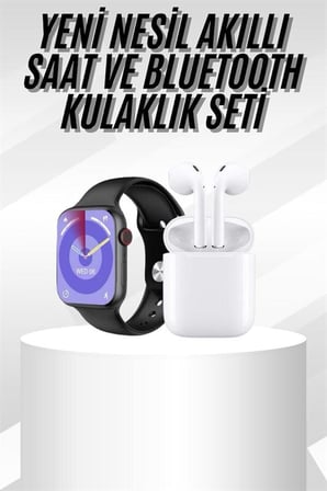 Yeni Nesil Akıllı Saat Ve Kulaklık Seti Gümüş Kasa Zarif Tasarım Çok Fonksiy