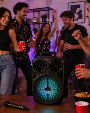 Kablosuz Karaoke Hoparlör Mikrofonlu RGB Işıklı 6.5 İnç Bluetooth Speaker Taş