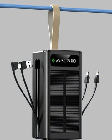 Güneş Panelli Powerbank LED Işıklı Taşınabilir Şarj Cihazı