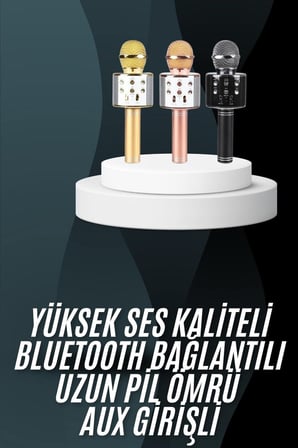 Karaoke Mikrofon Bluetooth Bağlantılı Aux Girişli Uzun Pil Ömrü Yüksek Ses Ka