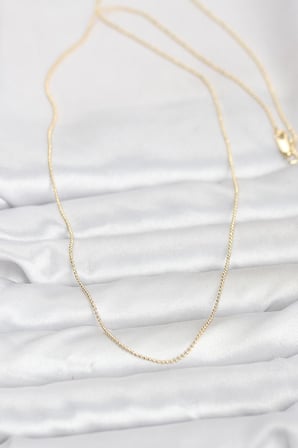 CM 14K Gold Renk İnce Top Zincirli 60 cm Kadın Kolye 5886