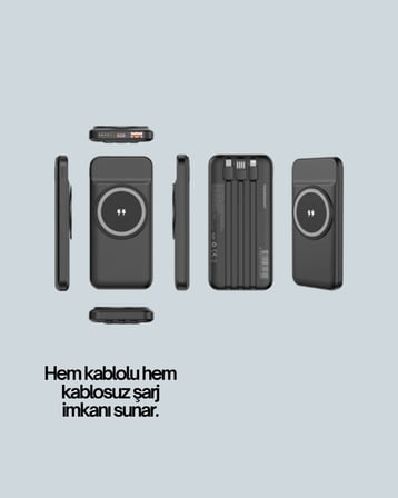 Çoklu Cihaz Uyumu ile Kablolu ve Kablosuz Şarj – Pratik Powerbank