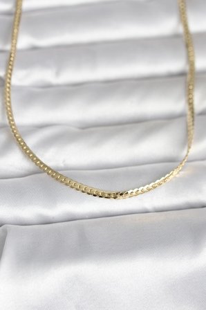 CM 14K Gold Renk Yassı Zincir Model 45 cm Kadın Kolye 5886