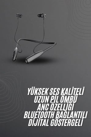 100 Saat Bluetooth Kulaklık Dijital Göstergeli ANC Özelliği Kablolu