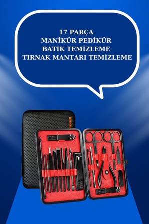 17 Parça El Ayak Bakım Seti Tırnak Temizleme Manikür Pedikür Cımbız Törpü T